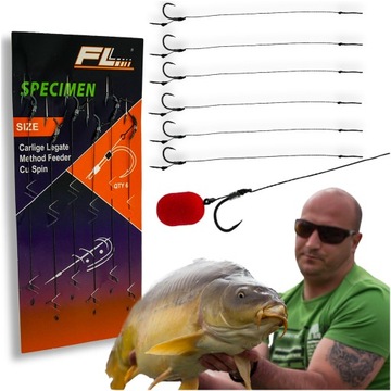 Przypony METHOD FEEDER z igłą przypon na plecionce 6szt r 8 MOCNY