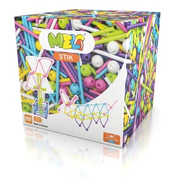 MELI STICK РОЗОВЫЕ БЛОКИ, ПАЛОЧКИ + ШАРИКИ, 600 ЭЛЕМЕНТОВ
