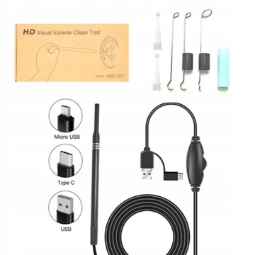 Uchód Wosk Remover Kamera Ear Endoskop Spoon Pick