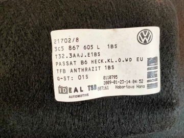 PASSAT B6 ČALOUNĚNÍ KRYT ZADNÍ SEDAN 3C5867605L