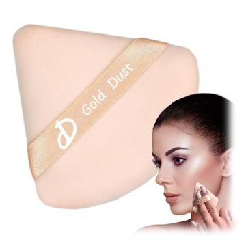 PUSZEK DO PUDRU MAKIJAŻU PUFF DUŻY TRÓJKĄT WELUROWA GĄBKA MAKEUP GĄBECZKA