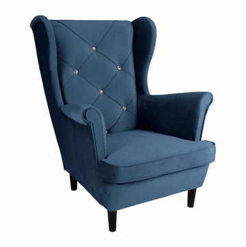 USZAK Fotel na Nogach Biuro Salon Tapicerowany Ciemnoniebieski 102x95x81 cm