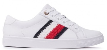 TOMMY HILFIGER sportowe tenisówki skórzane białe