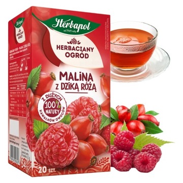 HERBAPOL HERBACIANY OGRÓD herbata owocowa MALINA z DZIKĄ RÓŻĄ 20 TOREBEK