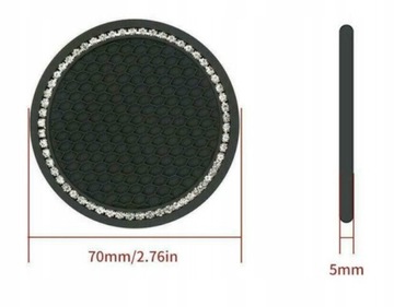 PODSTAWKA POD KUBEK DO AUTA Z KRYSZTAŁKAMI GUMA