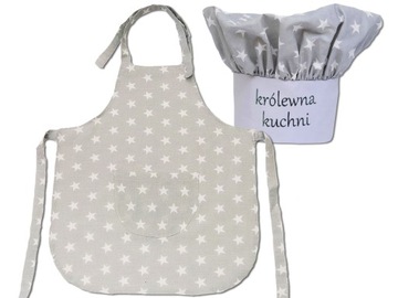Komplet kuchenny fartuch czapka dla dziecka z imieniem HAFT wiek 3-6 lat