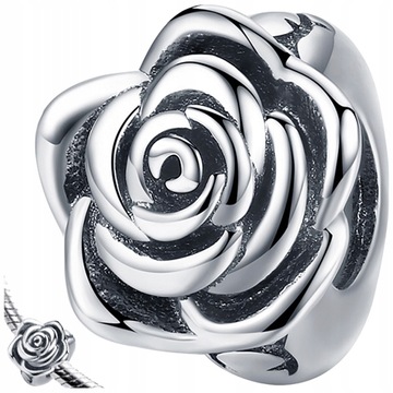 CHARMS STOPER RÓŻA zawieszka koralik srebro pr 925 KWIATEK SREBRNY BEADS