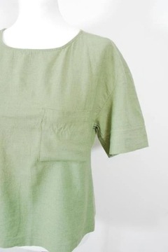 Bluzka lniana zielona khaki Reserved 36