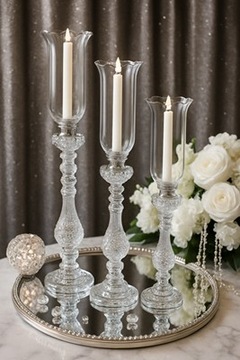Zestaw kryształowych świeczników x3 2559