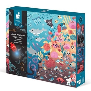 JANOD Świecące puzzle z mini lampką UV Ocean 24el.