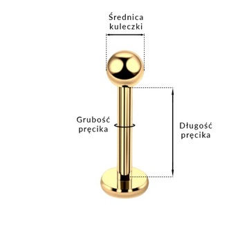 Пирсинг титана Золотой Лабр Доля 1.2/6/3