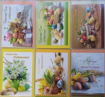 Kartki Święta Wielkanocne z życzeniami i kopertą 6 szt