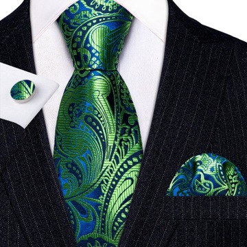 ELEGANCKI ZESTAW Żakardowy Męski KRAWAT + POSZETKA + SPINKI wys24h