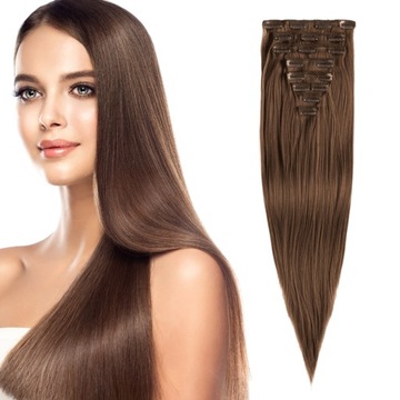 Włosy syntetyczne Clip In 57 cm 8 taśm Real Soft