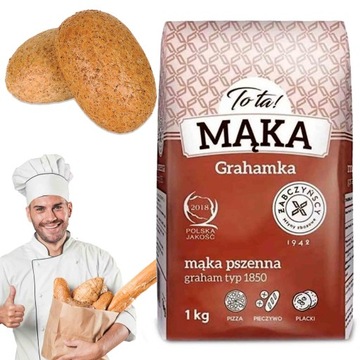 ŚWIEŻA ZDROWA MĄKA GRAHAM PEŁNOZIARNISTA Z MŁYNA TYP 1850 GRAHAMKA 1 KG