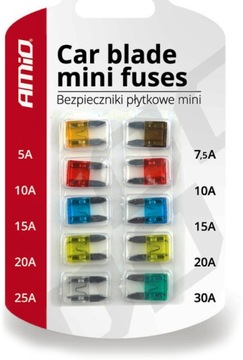 BEZPIECZNIKI MINI SAMOCHODOWE ZESTAW 10SZT 5 - 30A