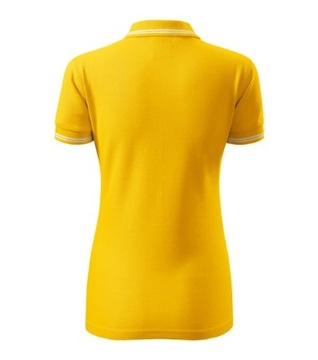 ELEGANCKA Damska Koszulka POLO żółta L z Kontrastowymi Elementami