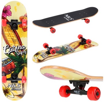 NILS Deskorolka Klasyczna Drewniana Skateboard Dla Początkujących ABEC-7