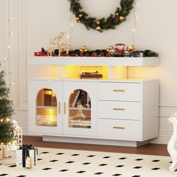120 CM, JADALNIA SZAFKA KUCHENNA WYSOKI POŁYSK LAMPA 16-KOLOROWA (BIAŁA)