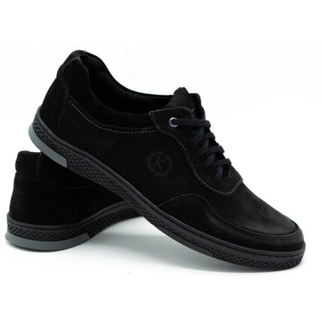 Buty męskie skórzane casual 918K czarne 45