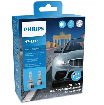 ŻARÓWKI PHILIPS ULTINON PRO60000 HL H7-LED 5800K +230% 12V 15W 2 SZTUKI