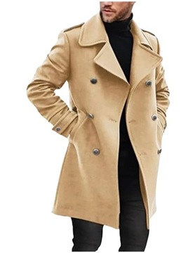 ELEGANCKI DŁUGI PŁASZCZ MĘSKI ZIMOWY JESIENNY WEŁNIANY