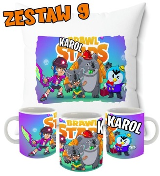 НАБОР ПОДУШКИ КРУЖКА BRAWL STAR S + ИМЯ ПОДАРОК ​​НА ДЕНЬ РОЖДЕНИЯ