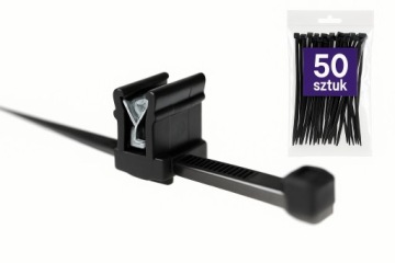 Opaski kablowe z klipsem 100x2,5mm Czarne - Klips d