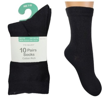 PRIMARK 10 par CZARNE bawełniane SKARPETKI r 23-26