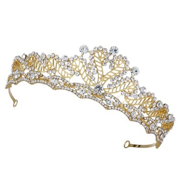 Diadem dla nowożeńców Złoty Rhinestone Księżniczka