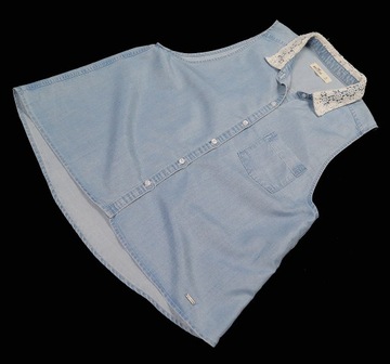 HOLLISTER MARKOWA NIEBIESKA JEANSOWA KOSZULKA BEZ RĘKAWÓW S
