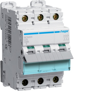 HAGER MCB Wyłącznik nadprądowy 3P C 25A MCN325E