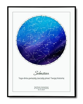Prezent na Ślub - Mapa Gwiazd w Dniu Ślubu Plakat 50x70 cm