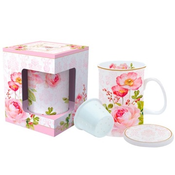 Kubek z zaparzaczem Kwiaty Easy Life zaparzacz 300ml FLORAL DAMASK