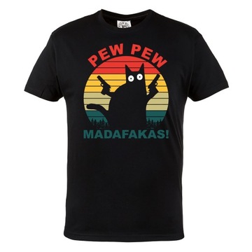 MĘSKA KOSZULKA Z KOTEM PEW PEW MADAFAKAS 19