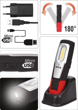 ЛАМПА YATO ДЛЯ МАСТЕРСКОЙ 6ВТ 600ЛМ-250ЛМ 3.7В 2600МАЧ