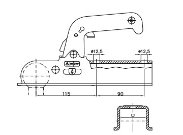 WINTERHOFF ШАРОВАЯ СЦЕПКА 1500 КГ 60 ММ КВАДРАТНАЯ