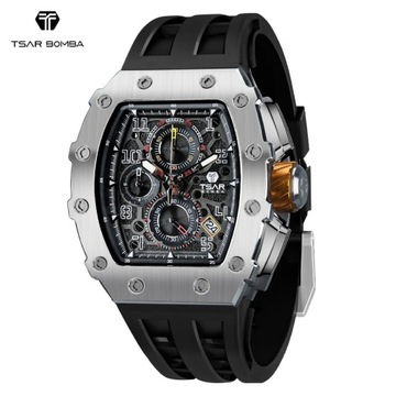 TSAR BOMBA Watch for Men Luxury Brand Tonneau Design Waterproof Clock