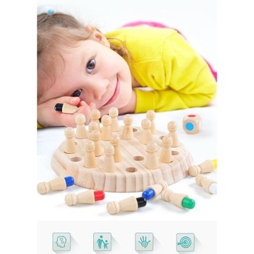Wooden Memory Chess Set, Color Memory Chess Set, Fun Block Board Game