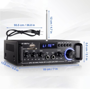 СТЕРЕО-УСИЛИТЕЛЬ HIFI 50 Вт + 50 Вт, BLUETOOTH 5.0, 2.0-канальный, АУДИОПЛЕЕР