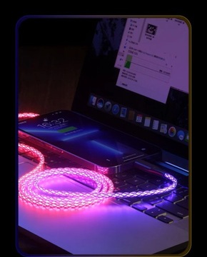 66W 6A RGB kolorowy świecący kabel typ C szybkie ładowanie