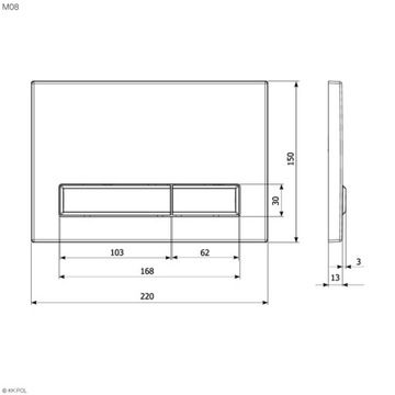 КНОПКА Смыва для унитаза Cersanit Aqua Link МАТОВЫЙ ЧЕРНЫЙ Кнопка смыва