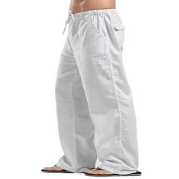nowy styl Lniane spodnie męskie proste oddychający materiał stylowe w
