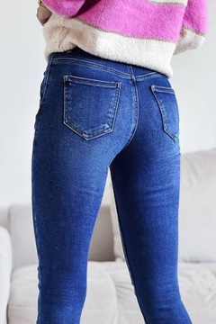 SPODNIE JEANS SKINNY FIT M.SARA WYSOKI STAN OZDOBNE GUZIKI rozm. S / 27