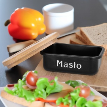 Масленка черная с ножом, масленка, емкость для масла с крышкой, 15х10