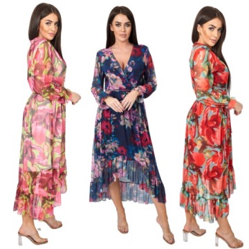 ЖЕНСКОЕ МИДИ платье ЦВЕТЫ с рюшами M