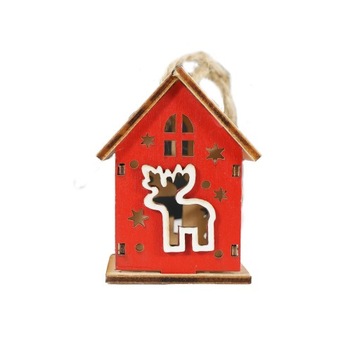 Zawieszka świąteczna ozdoba choinkowa figurka domek z reniferem 6 cm