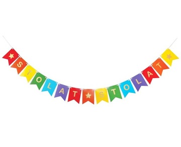 Girlanda papierowa flagi Sto Lat 14x18cm, GoDan