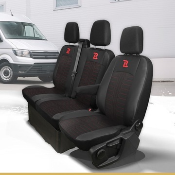 Чехлы на сиденья ТОРНАДО на Форд Транзит кастом с 2013 г. 1+2 красные, обычные