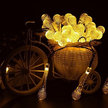 Girlanda Solarna Ozdobna Wiszące Krople 50 Sztuk LED
